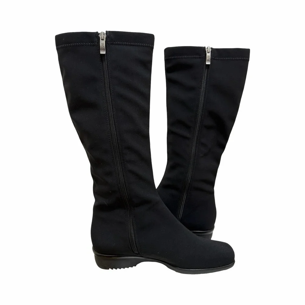 Ara Womens Paula‎ Tall Waterproof Neoprene GoreTex Boots Size 4.5 Black Winter